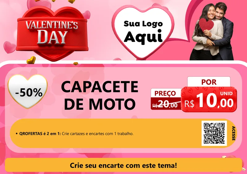 Modelo de Cartaz para Cartaz A4 Horizontal com o tema Valentine's Day para Moto peças