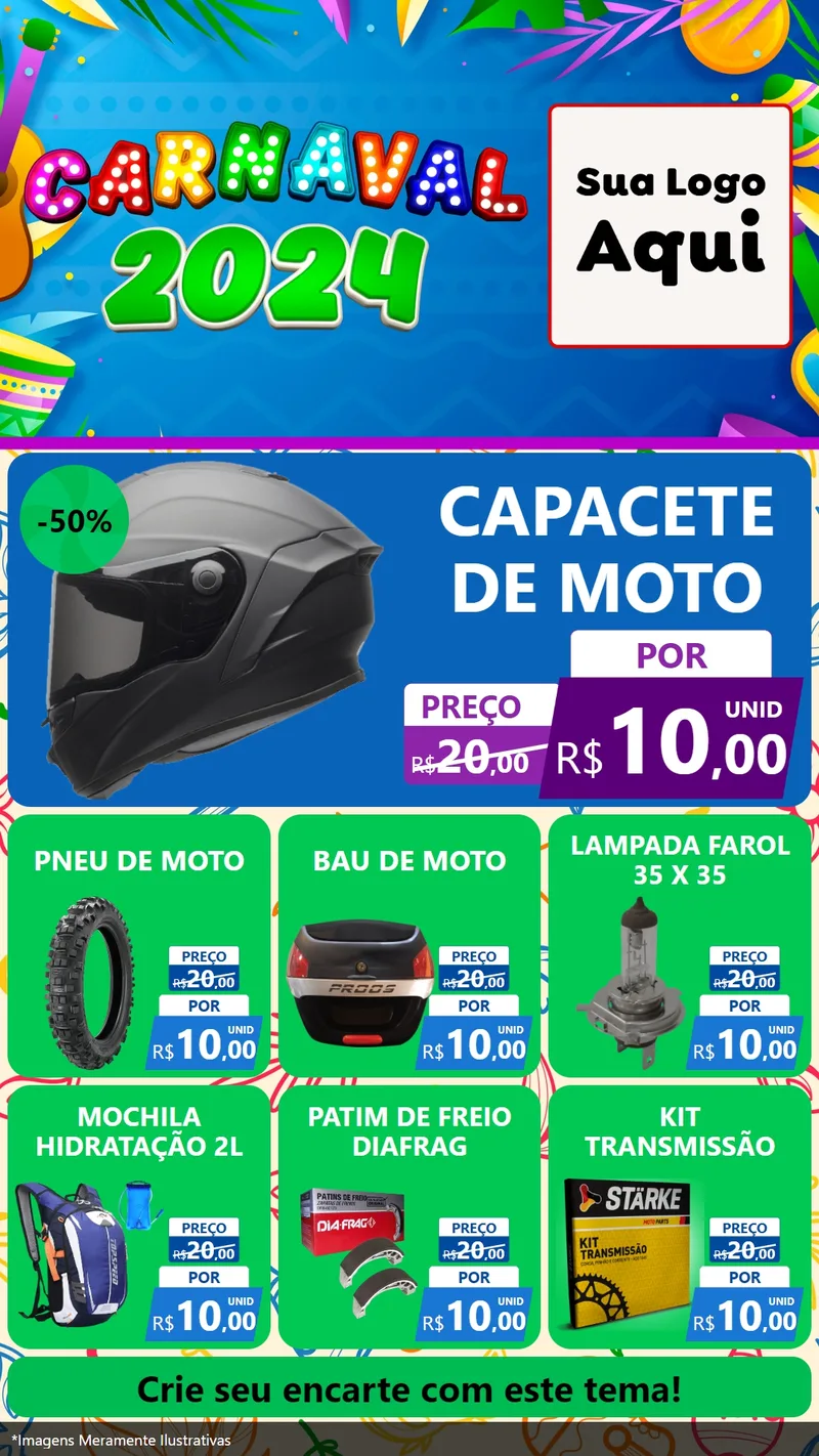 Modelo de Rede Social para Stories com o tema Carnaval 2027 para Moto peças
