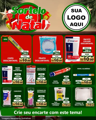 Modelo de Rede Social para Feed Instagram com o tema Sorteio de Natal para Embalagens
