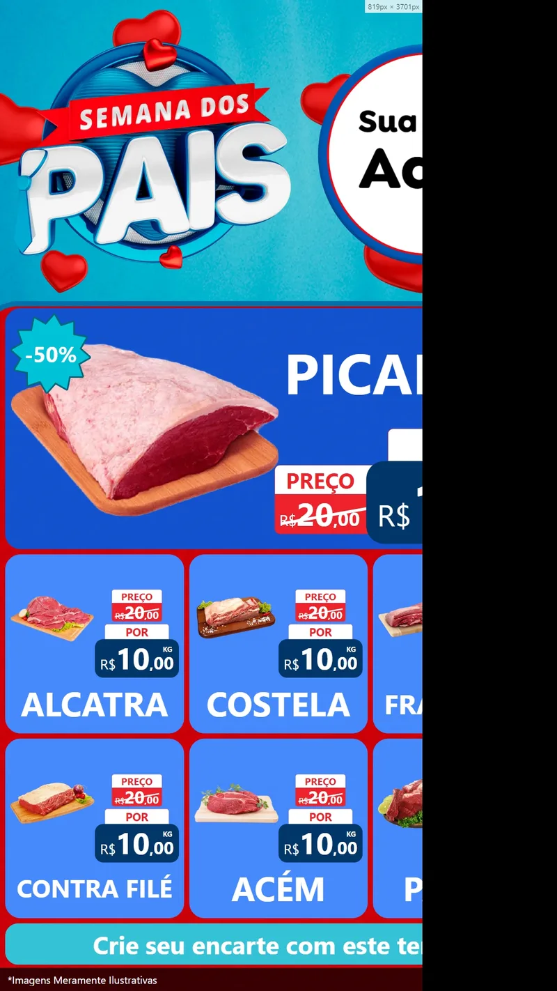 Modelo de Rede Social para Stories com o tema Semana Dos Pais para Açougue