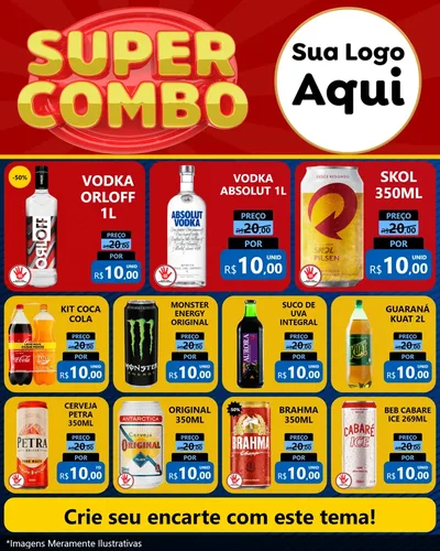 Modelo de Rede Social para Feed Instagram com o tema Super Combo para Distribuidora de bebidas