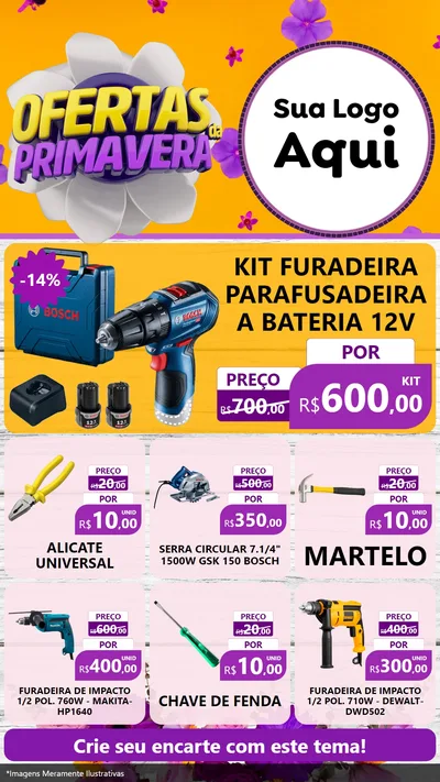 Modelo de Rede Social para Stories com o tema Ofertas Da Primavera para Maquinas e Ferramentas
