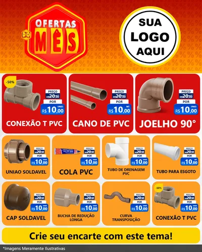 Modelo de Rede Social para Feed Instagram com o tema Ofertas do Mês para Tubos e conexões