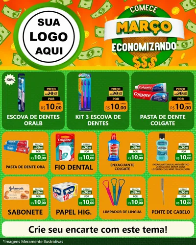 Modelo de Rede Social para Feed Instagram com o tema Comece Março Economizando para Higiene Pessoal
