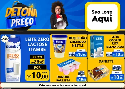 Modelo de Encarte para Encarte A4 Horizontal com o tema Detona Preços para Frios e Laticínios