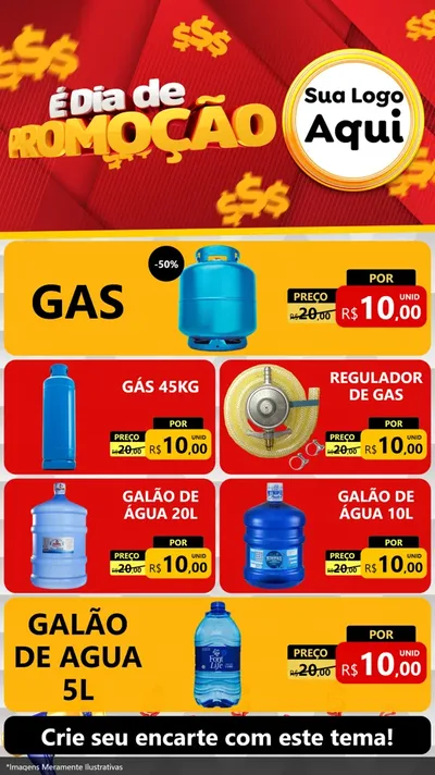 Modelo de TV para TV Vertical com o tema É Dia De Promoção para Água e gás