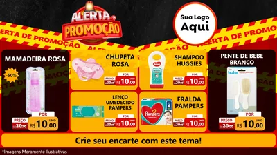 Modelo de TV para TV Horizontal com o tema Alerta de Promoção para Bebês