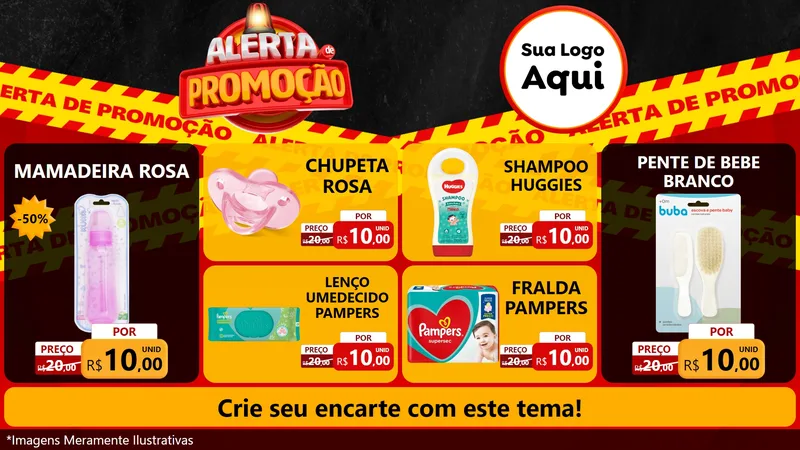 Modelo de TV para TV Horizontal com o tema Alerta de Promoção para Bebês