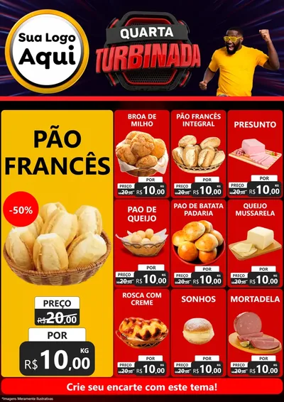 Modelo de Encarte para Encarte A4 Vertical com o tema Quarta Turbinada para Padaria