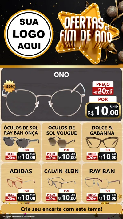 Modelo de Rede Social para Stories com o tema Ofertas de Fim de Ano para Óticas