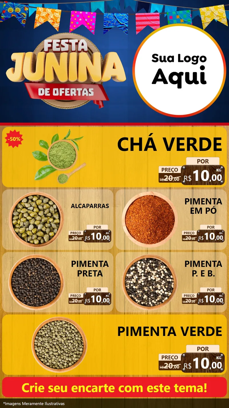 Modelo de TV para TV Vertical com o tema Festa Junina de Ofertas para Produtos Naturais