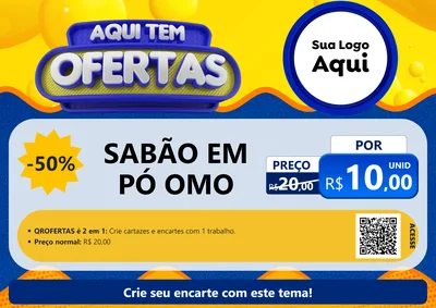 Modelo de Cartaz para Cartaz A4 Horizontal com o tema Aqui Tem Ofertas para Produtos de Limpeza