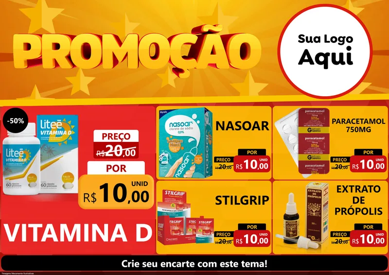 Modelo de Encarte para Encarte A4 Horizontal com o tema Promoção para Farmácia