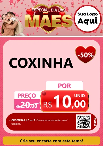 Modelo de Cartaz para Cartaz A4 Vertical com o tema Especial Dia Das Mães para Salgadaria