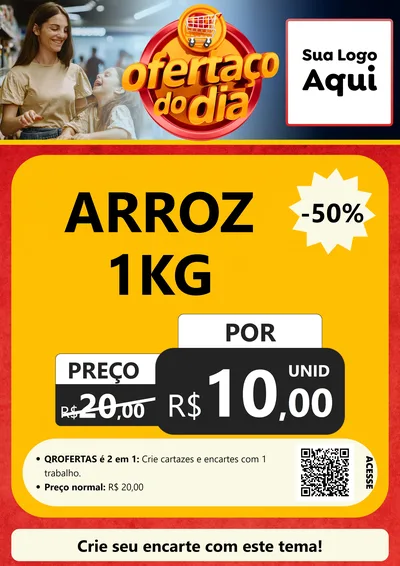 Modelo de Cartaz para Cartaz A4 Vertical com o tema Ofertaço Do Dia para Supermercado