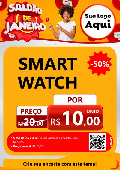 Modelo de Cartaz para Cartaz A4 Vertical com o tema Saldão de Janeiro para Informática
