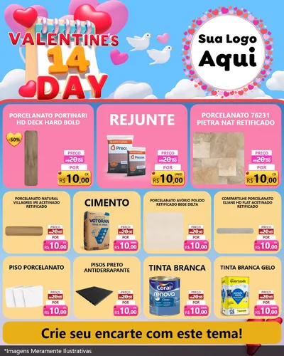 Modelo de Rede Social para Feed Instagram com o tema Valentine's Day para Pisos e revestimentos