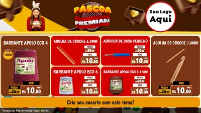 Modelo de TV para TV Horizontal com o tema Páscoa Premiada para Armarinho e Aviamentos