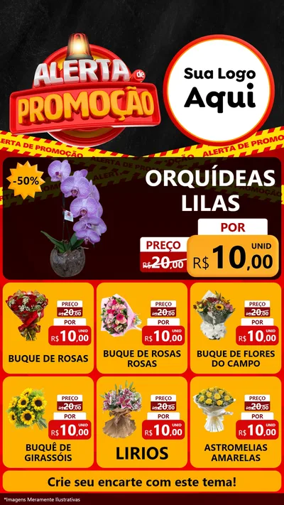 Modelo de Rede Social para Stories com o tema Alerta de Promoção para Floricultura e jardim