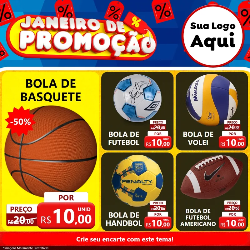 Modelo de Rede Social para Feed Facebook com o tema Janeiro de Promoção para Artigos Esportivos