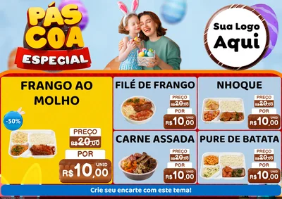 Modelo de Encarte para Encarte A4 Horizontal com o tema Páscoa Especial para Restaurante