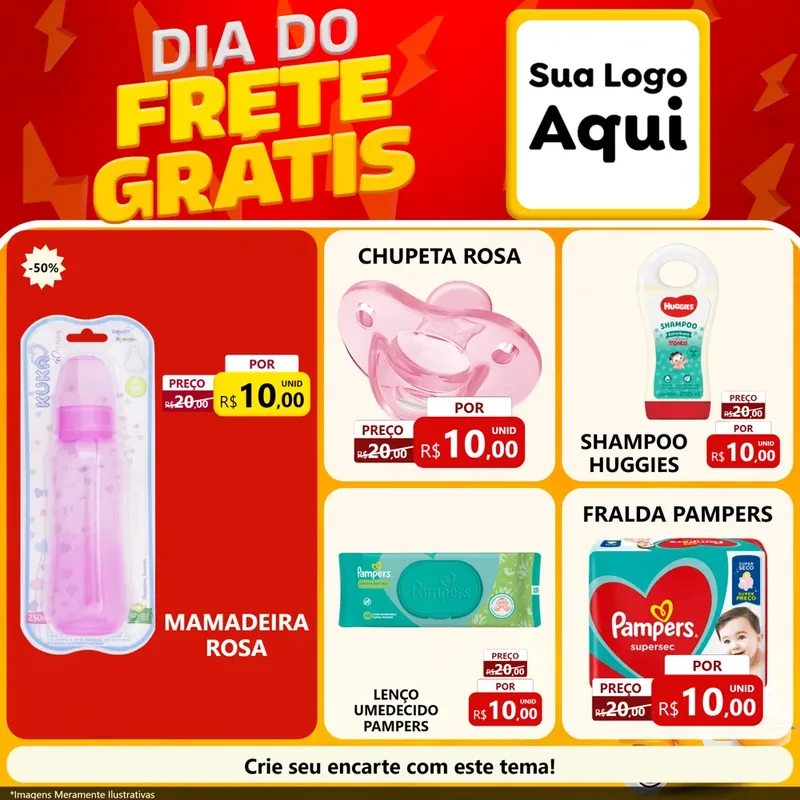 Modelo de Rede Social para Feed Facebook com o tema Dia do Frete Grátis para Bebês