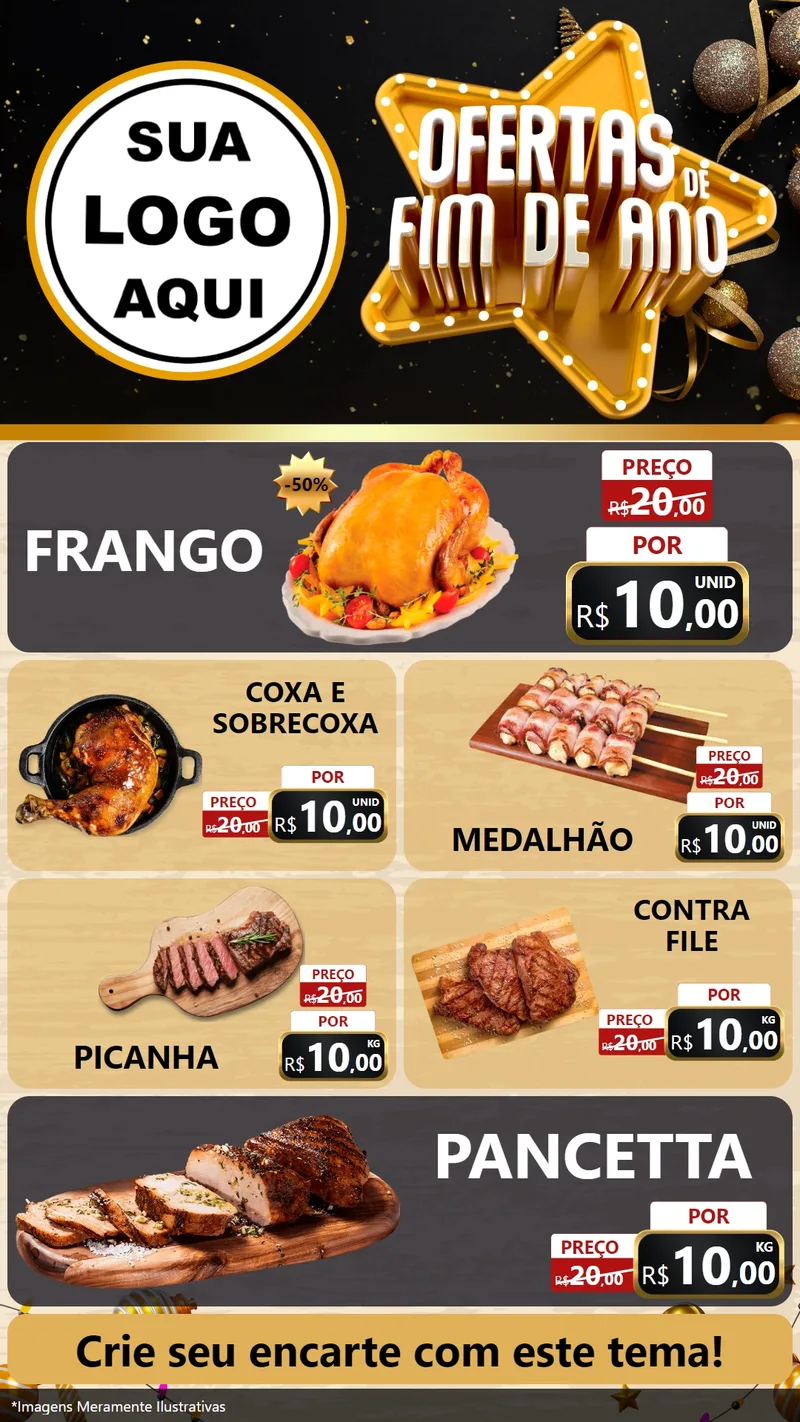 Modelo de TV para TV Vertical com o tema Ofertas de Fim de Ano para Assados