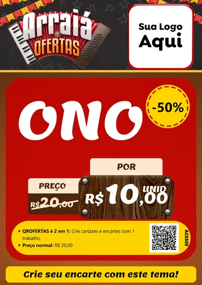 Modelo de Cartaz para Cartaz A4 Vertical com o tema Arraiá de Ofertas - Junina para Óticas