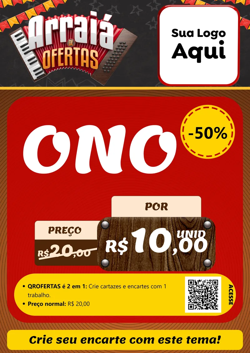 Modelo de Cartaz para Cartaz A4 Vertical com o tema Arraiá de Ofertas - Junina para Óticas