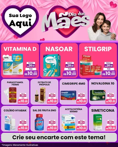Modelo de Rede Social para Feed Instagram com o tema Dia das Mães para Farmácia