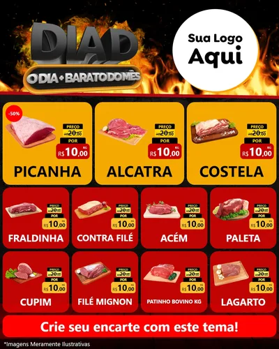 Modelo de Rede Social para Feed Instagram com o tema Dia D, O Dia Mais Barato Do Mês para Açougue
