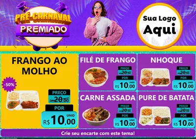 Modelo de Encarte para Encarte A4 Horizontal com o tema Pré-Carnaval Premiado para Restaurante