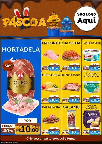 Modelo de Encarte para Encarte A4 Vertical com o tema Páscoa para Frios e Laticínios