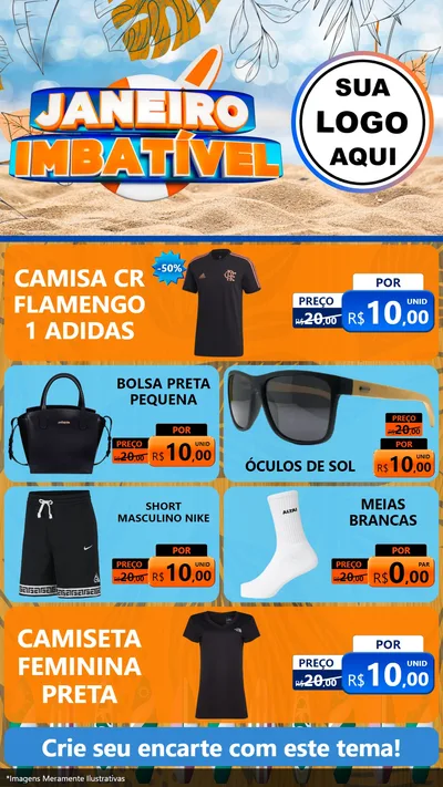 Modelo de TV para TV Vertical com o tema Janeiro Imbatível para Roupas e acessórios