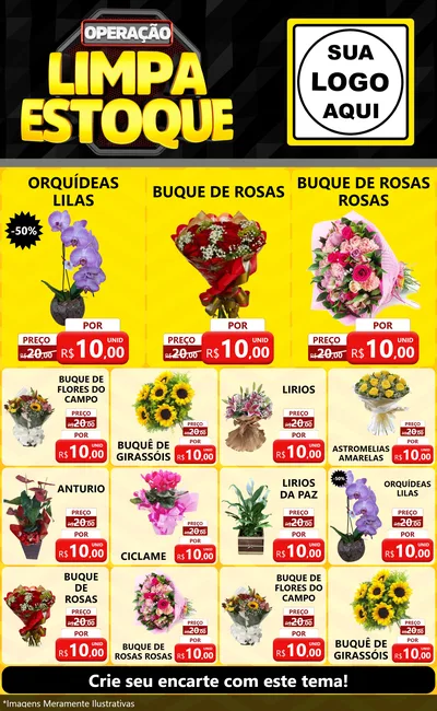Modelo de Encarte para Encarte Grande com o tema Operação Limpa Estoque para Floricultura e jardim