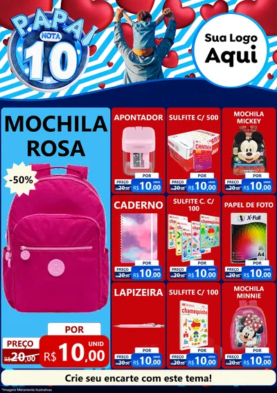 Modelo de Encarte para Encarte A4 Vertical com o tema Papai Nota 10 para Papelaria