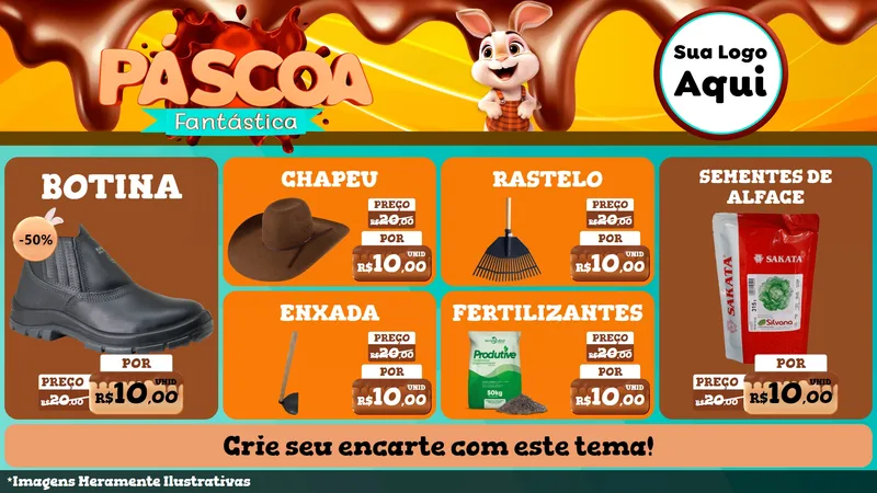 Modelo de TV para TV Horizontal com o tema Páscoa Fantástica para Agropecuária