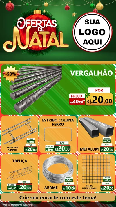 Modelo de Rede Social para Stories com o tema Ofertas de Natal para Ferragens