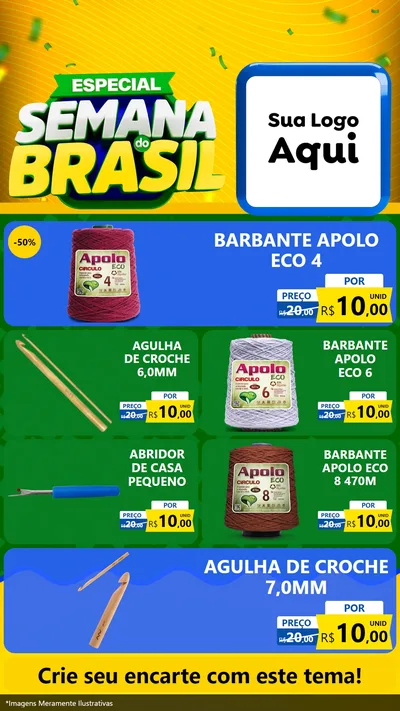 Modelo de TV para TV Vertical com o tema Especial Semana do Brasil para Armarinho e Aviamentos