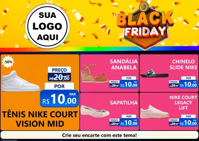 Modelo de Encarte para Encarte A4 Horizontal com o tema Black Friday para Calçados