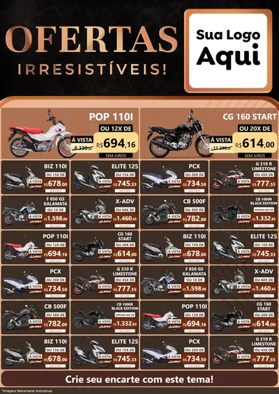 Modelo de Encarte para Encarte A4 Vertical com o tema Ofertas Irresistíveis! para Concessionaria de Motos