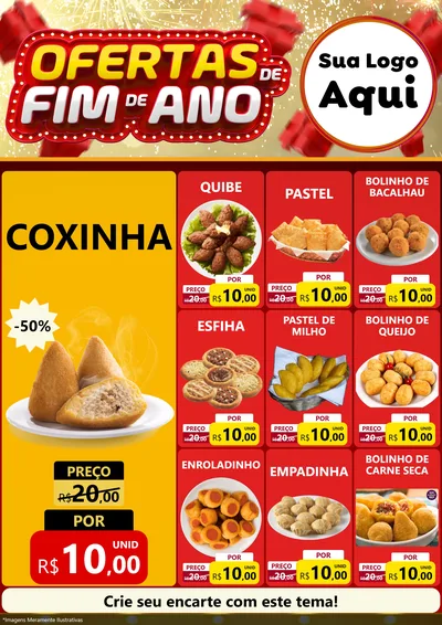 Modelo de Encarte para Encarte A4 Vertical com o tema Ofertas de Fim de Ano para Salgadaria