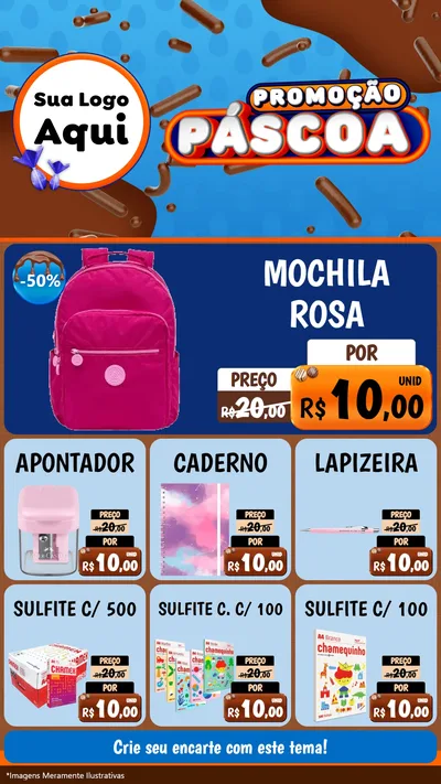 Modelo de Rede Social para Stories com o tema Promoção Páscoa para Papelaria