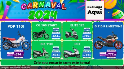 Modelo de TV para TV Horizontal com o tema Carnaval 2027 para Concessionaria de Motos