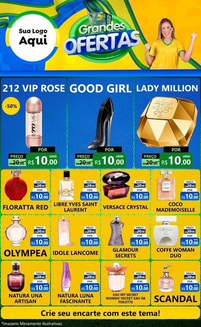 Modelo de Encarte para Encarte Grande com o tema Grandes Ofertas para Perfumes