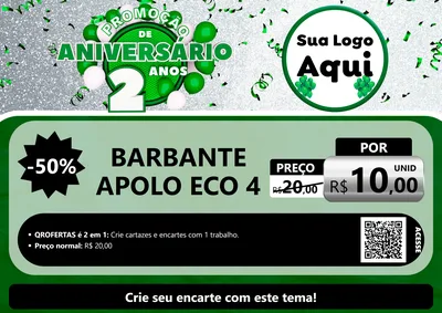 Modelo de Cartaz para Cartaz A4 Horizontal com o tema Promoção de Aniversário - 2 Anos para Armarinho e Aviamentos