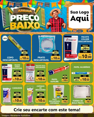 Modelo de Rede Social para Feed Instagram com o tema Arraiá de Preço Baixo - Junina para Embalagens