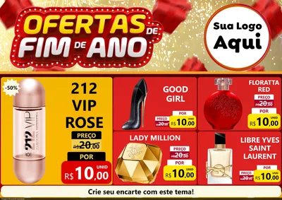 Modelo de Encarte para Encarte A4 Horizontal com o tema Ofertas de Fim de Ano para Perfumes