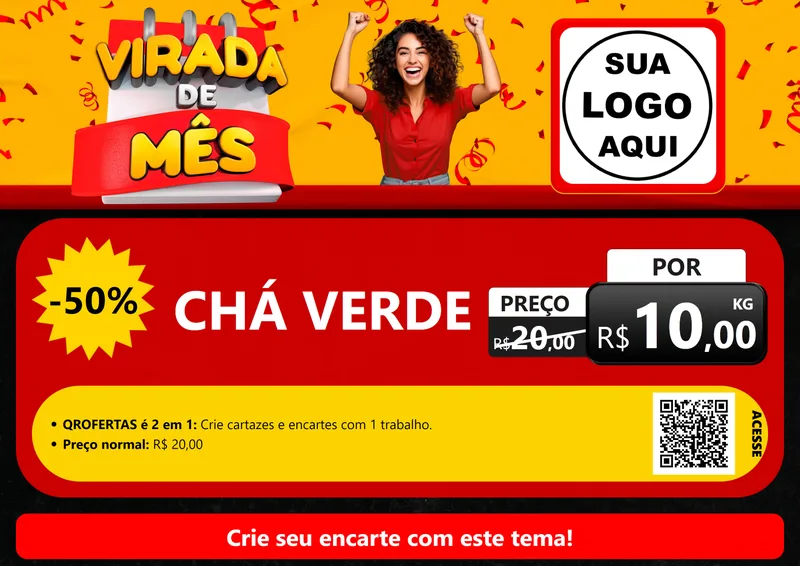 Modelo de Cartaz para Cartaz A4 Horizontal com o tema Virada de Mês para Produtos Naturais