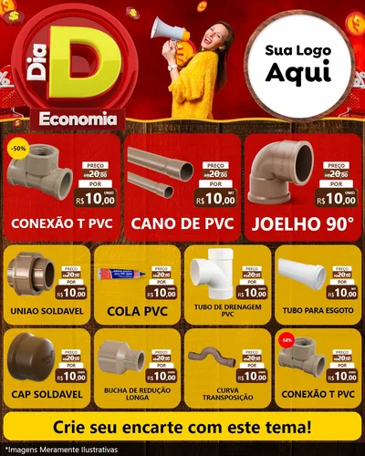 Modelo de Rede Social para Feed Instagram com o tema Dia D Economia para Tubos e conexões